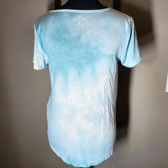 Hollister Must-Have Collection Blue Tie-Dye V-Neck Tee Size Small - Picture 3 of 11